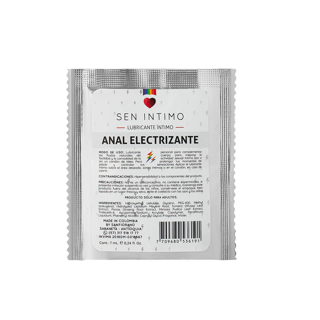 Lubricante Intimo Anal Electrizante 7 ml Sen Intimo