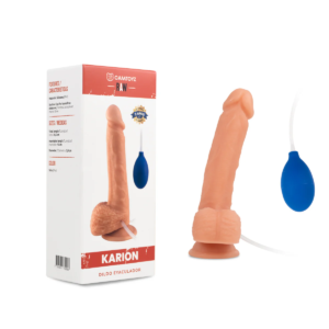 Dildo Eyaculador Realista Karion en fondo blanco