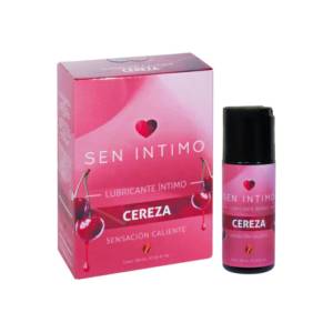 Botella de lubricante íntimo caliente con sabor a cereza de la marca Sen Íntimo