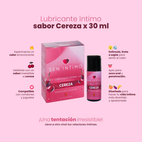 Beneficios Lubricante Íntimo Caliente Sabor Cereza de Sen Íntimo