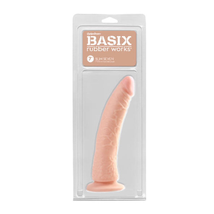 Dildo Basix Slim Seven 7 Pipedream Rosado empaque